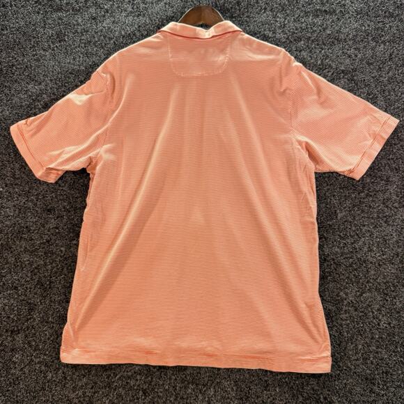 TOMMY BAHAMA POLO SHIRT -L Orange/White Striped EMBROIDERED MARLIN ALOHA -GOLF - Picture 2 of 6